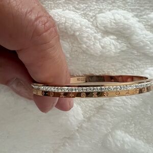 Oval gold pave bangle